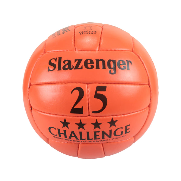 Slazenger 25 Challenge Vintage Soccer Ball || 1966 World Cup ||  Official Size 5 Real Leather Made || Orange Fast Color