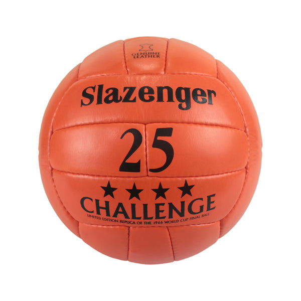 Slazenger 25 Challenge Vintage Soccer Ball || 1966 World Cup ||  Official Size 5 Real Leather Made || Orange Fast Color
